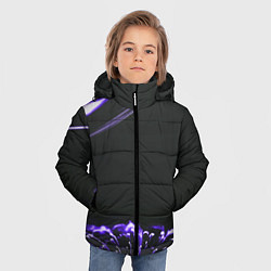 Куртка зимняя для мальчика Неоновый фиолетовый цветок в темноте, цвет: 3D-черный — фото 2
