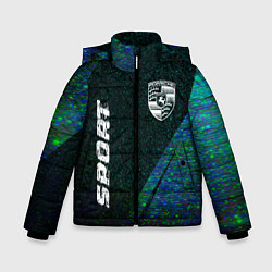 Куртка зимняя для мальчика Porsche sport glitch blue, цвет: 3D-черный
