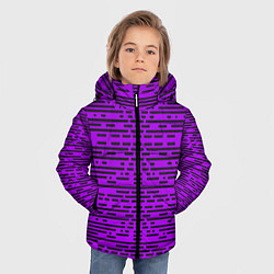 Куртка зимняя для мальчика Чёрные полосы на фиолетовом фоне, цвет: 3D-светло-серый — фото 2