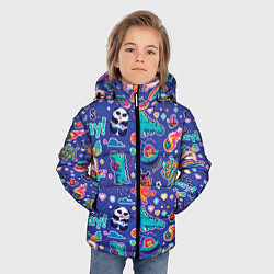 Куртка зимняя для мальчика Lets play паттерн динозавров, цвет: 3D-светло-серый — фото 2