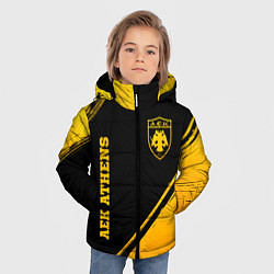 Куртка зимняя для мальчика AEK Athens - gold gradient вертикально, цвет: 3D-черный — фото 2