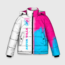 Куртка зимняя для мальчика Aston Villa neon gradient style по-вертикали, цвет: 3D-черный