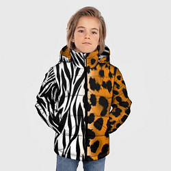 Куртка зимняя для мальчика Леопардовые пятна с полосками зебры, цвет: 3D-черный — фото 2
