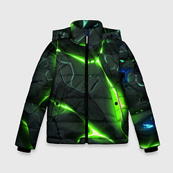 Куртка зимняя для мальчика Яркий неоновый свет из разлома плит, цвет: 3D-светло-серый