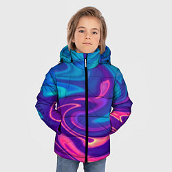 Куртка зимняя для мальчика Неоновый градиент синий и оранжевый, цвет: 3D-красный — фото 2