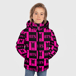 Куртка зимняя для мальчика BTS pattern pink logo, цвет: 3D-красный — фото 2