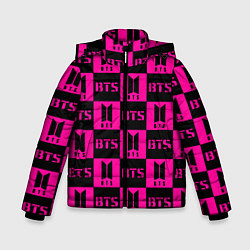 Куртка зимняя для мальчика BTS pattern pink logo, цвет: 3D-черный