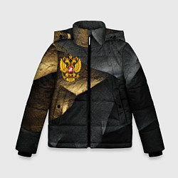Куртка зимняя для мальчика Золотой герб России на темном фоне, цвет: 3D-красный
