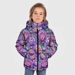Куртка зимняя для мальчика Крупные пионы садовые дачные цветы паттерн, цвет: 3D-красный — фото 2