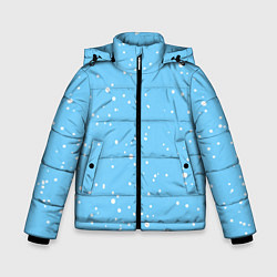 Куртка зимняя для мальчика Снежинки на нежно голубом, цвет: 3D-светло-серый