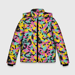 Зимняя куртка для мальчика Пиксельный камуфляжный паттерн в неоновых цветах