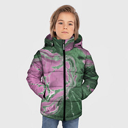 Куртка зимняя для мальчика Мрамор темно-зеленый с розовым, цвет: 3D-черный — фото 2