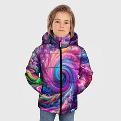 Куртка зимняя для мальчика Абстракция, водоворот из ярких красок, цвет: 3D-черный — фото 2