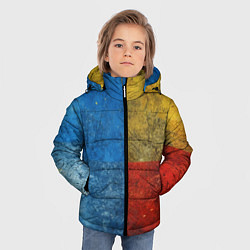 Куртка зимняя для мальчика Синий жёлтый красный в крапинку, цвет: 3D-красный — фото 2