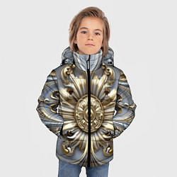 Куртка зимняя для мальчика Классические узоры бело-золотые узоры, цвет: 3D-черный — фото 2