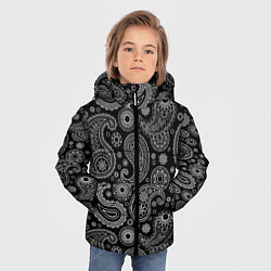 Куртка зимняя для мальчика Пейсли на черном, цвет: 3D-светло-серый — фото 2