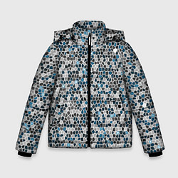 Зимняя куртка для мальчика Паттерн мозаика серый с голубым