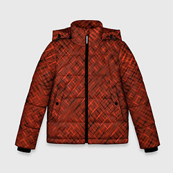 Куртка зимняя для мальчика Сочный коричневый однотонный текстурированный, цвет: 3D-черный