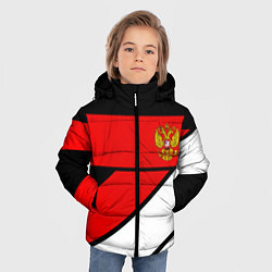 Куртка зимняя для мальчика Россия герб спорт текстура, цвет: 3D-светло-серый — фото 2