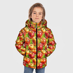 Куртка зимняя для мальчика Вкусные яблоки паттерн, цвет: 3D-черный — фото 2