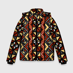 Куртка зимняя для мальчика Африканский мавританский орнамент, цвет: 3D-черный