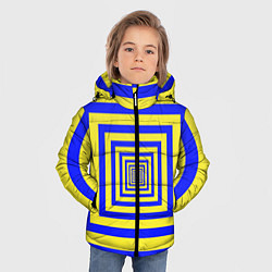 Куртка зимняя для мальчика Квадраты уходящие в даль, цвет: 3D-черный — фото 2