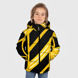 Куртка зимняя для мальчика Чёрно-белые полосы на жёлтом фоне, цвет: 3D-черный — фото 2