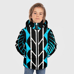 Куртка зимняя для мальчика Blue and white lines on a black background, цвет: 3D-светло-серый — фото 2