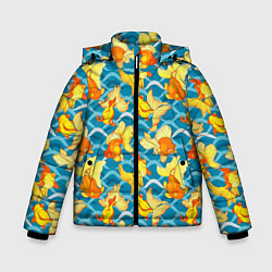 Куртка зимняя для мальчика Разноцветные золотые рыбки, цвет: 3D-черный