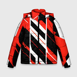 Куртка зимняя для мальчика Black and red stripes on a white background, цвет: 3D-красный