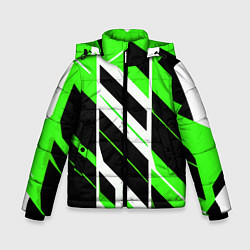 Зимняя куртка для мальчика Black and green stripes on a white background