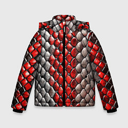 Куртка зимняя для мальчика Змеиная объемная текстурная красная шкура, цвет: 3D-черный