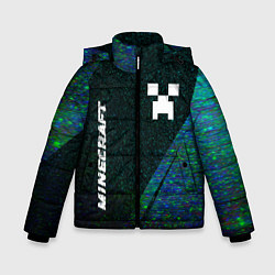 Куртка зимняя для мальчика Minecraft glitch blue, цвет: 3D-черный