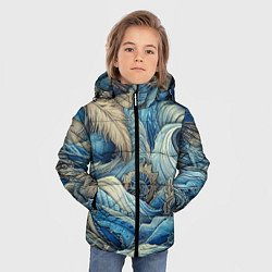 Куртка зимняя для мальчика Паттерн из перьев и джинсы - нейросеть, цвет: 3D-черный — фото 2