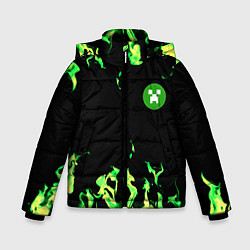 Куртка зимняя для мальчика Minecraft green flame, цвет: 3D-черный