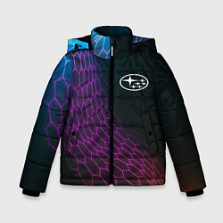 Куртка зимняя для мальчика Subaru neon hexagon, цвет: 3D-черный