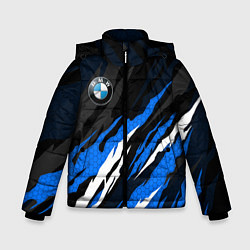 Куртка зимняя для мальчика БМВ - синий гексагон, цвет: 3D-черный