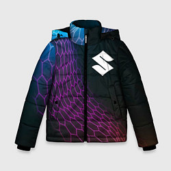 Куртка зимняя для мальчика Suzuki neon hexagon, цвет: 3D-черный