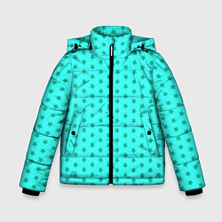 Зимняя куртка для мальчика Паттерн неоновый циан со звездами
