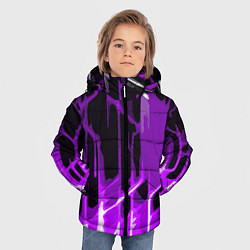 Куртка зимняя для мальчика Abstract purple stripes on a black background, цвет: 3D-красный — фото 2