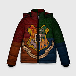 Куртка зимняя для мальчика Hogwarts emblem, цвет: 3D-красный