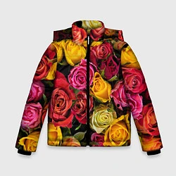 Куртка зимняя для мальчика Ассорти из роз, цвет: 3D-черный