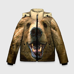 Куртка зимняя для мальчика Взгляд медведя, цвет: 3D-черный