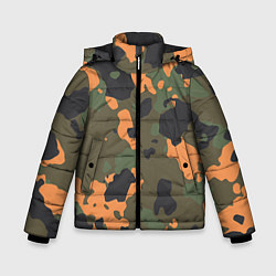 Куртка зимняя для мальчика Камуфляж: хаки/оранжевый, цвет: 3D-черный