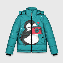 Куртка зимняя для мальчика Пингвин с фотоаппаратом, цвет: 3D-черный