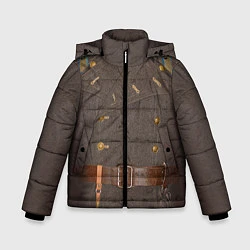 Куртка зимняя для мальчика Шинель, цвет: 3D-черный