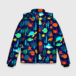 Куртка зимняя для мальчика Аква мир, цвет: 3D-черный
