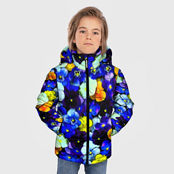 Куртка зимняя для мальчика Синие цветы, цвет: 3D-светло-серый — фото 2