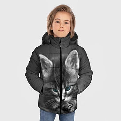 Куртка зимняя для мальчика Голубоглазый котенок, цвет: 3D-черный — фото 2