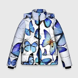 Куртка зимняя для мальчика Голубые бабочки, цвет: 3D-черный